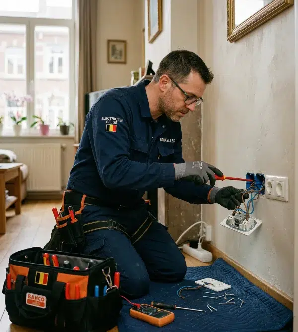 electricien-en-train-de-reparer-un-probleme-de-prise-en-panne électricien en train de réparer un problème de prise en panne