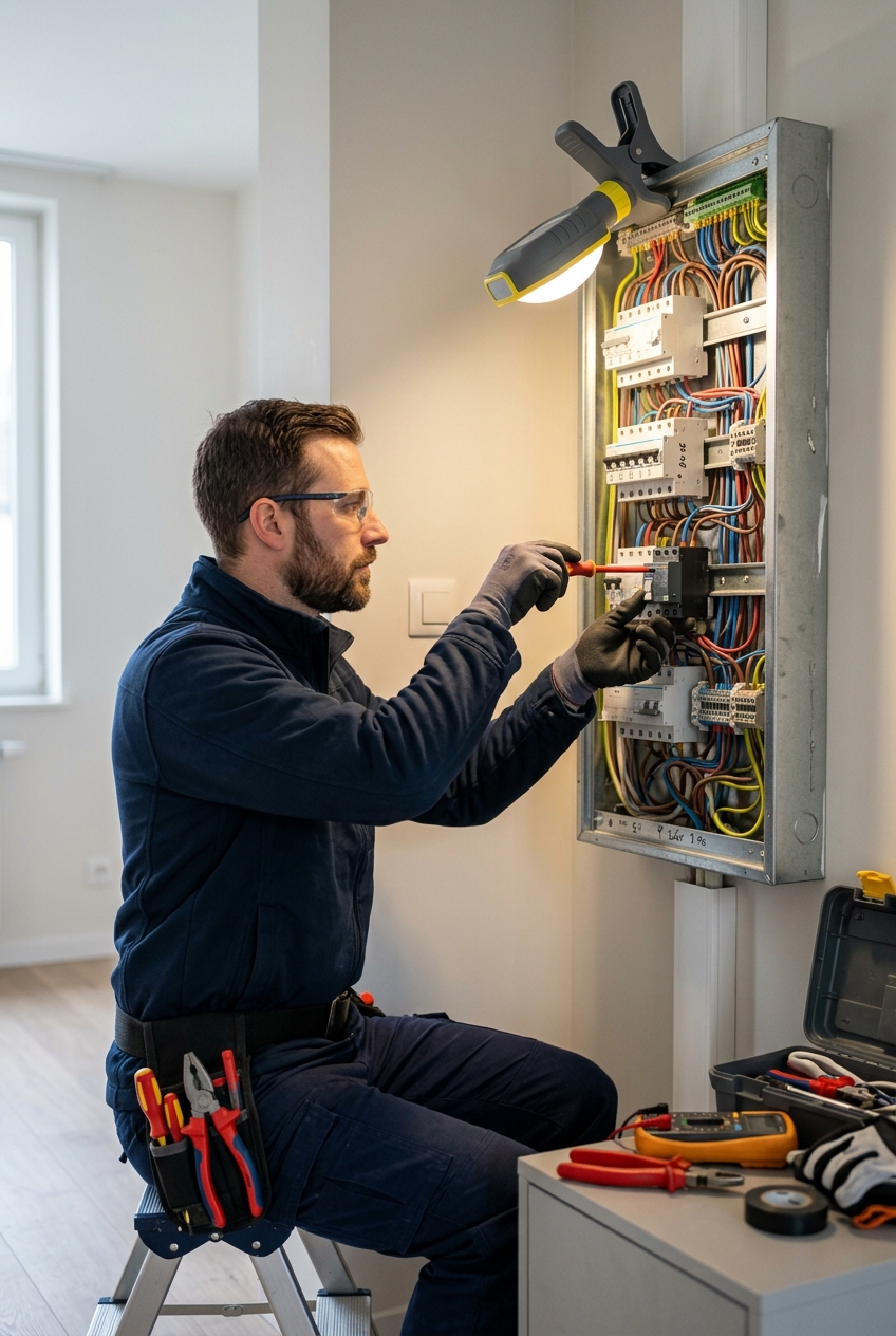 electricien-professionnel-reparant-un-ypja Électricien professionnel réparant un tableau électrique à Anderlecht en urgence