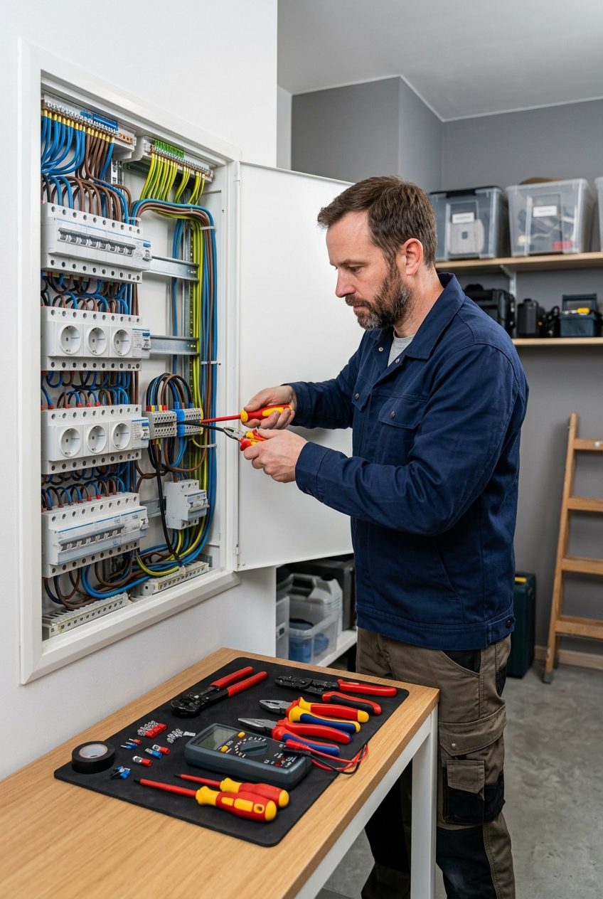 depannage-electricite-en-urgence-a-saint-wlwv Dépannage électricité en urgence à Saint-Gilles : électricien réparant un