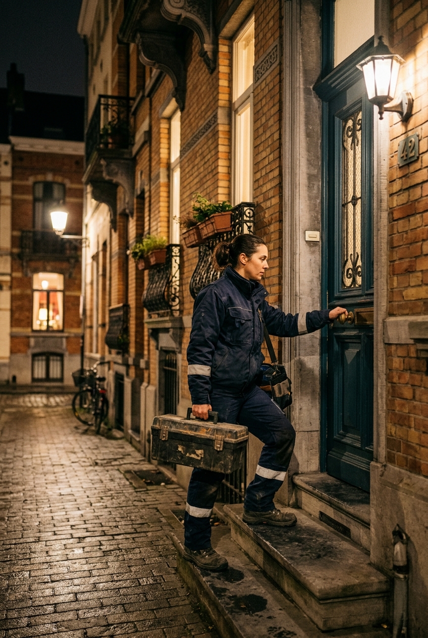 electricienne-arrivant-pour-un-depannage-8y9x Électricienne arrivant pour un dépannage électricité en urgence à Saint-Gilles
