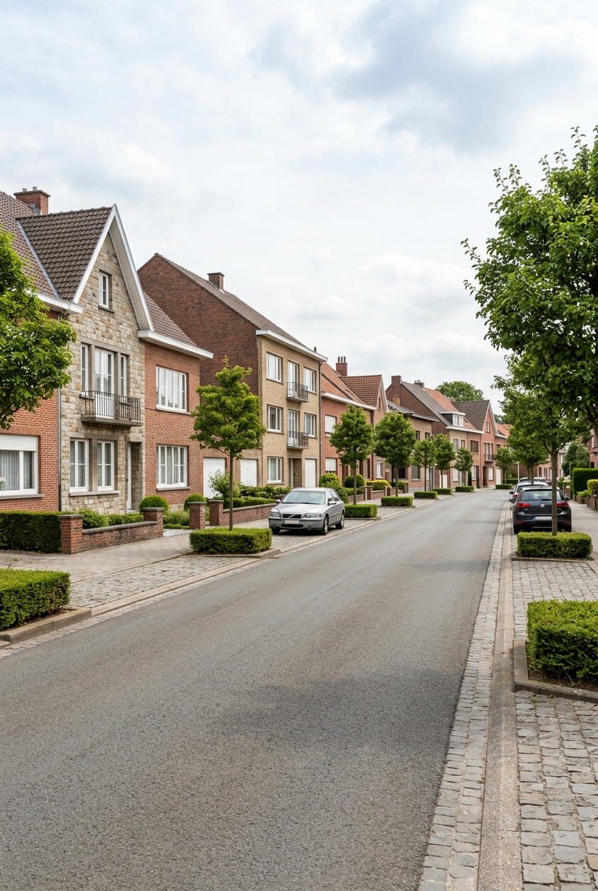 maisons-en-briques-dans-une-rue-wsa3 Maisons en briques dans une rue résidentielle typique de Woluwe-Saint-