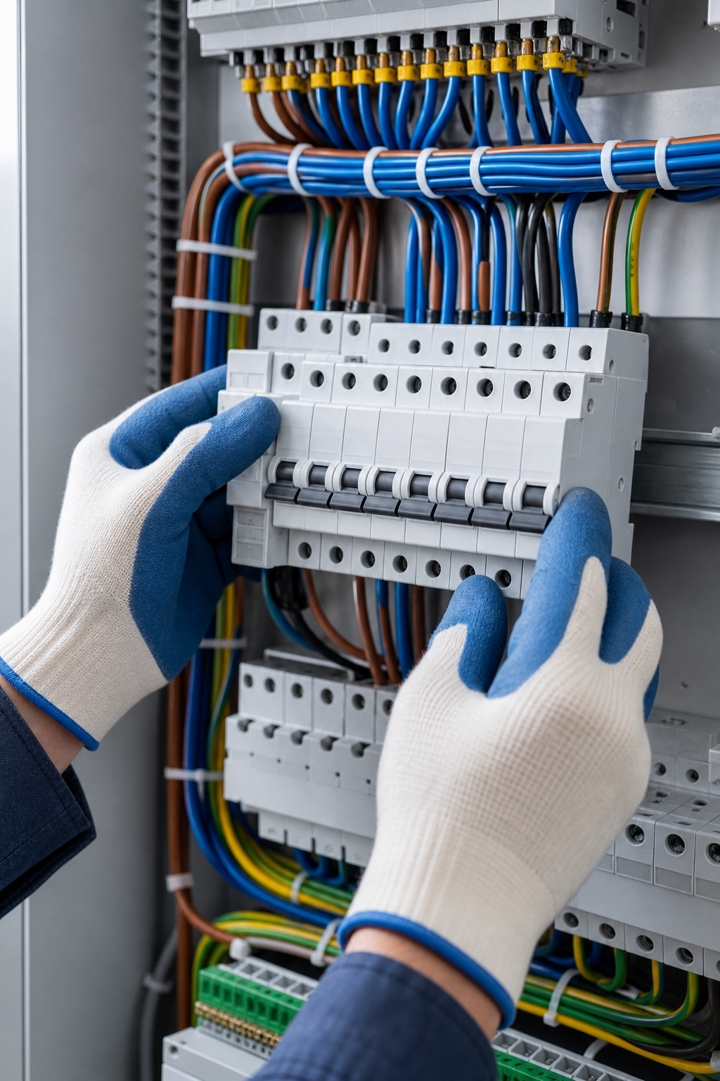electricien-installant-des-disjoncteurs-pour-kq85 Électricien installant des disjoncteurs pour un job électricien Bruxelles.