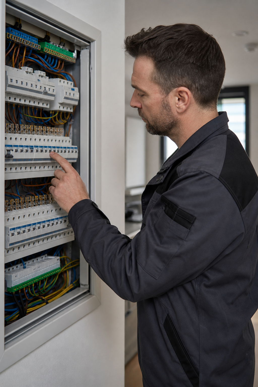 electricien-verifiant-un-tableau-pour-le-lej4 Électricien vérifiant un tableau pour le arei conform maken elektriciteit